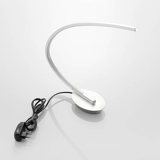 [neuwertig] B-ware Lindby Led Tischleuchte Nalevi Schreibtischlampe Bürotischlicht Bogenform Silber