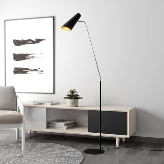 [neuwertig] B-ware Lucande Wibke Stehleuchte Stehlampe Lampe Leuchte In Schwarz Gold 180cm