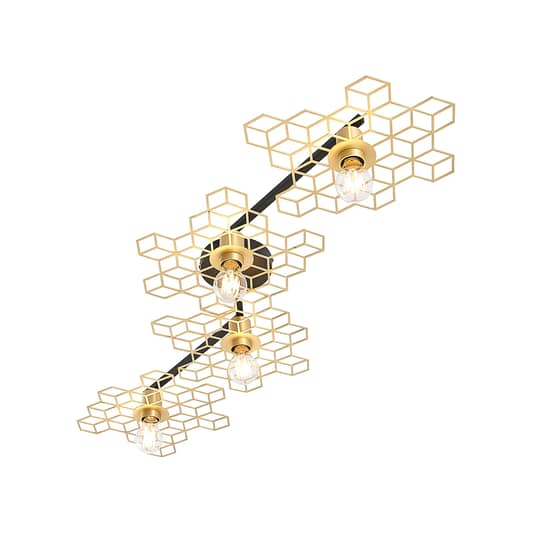 [neuwertig] B-ware Lucande Alexaru Deckenlampe Deckenlampe Deko Deckenlicht Waben E27 4 Flg Gold