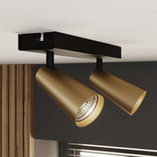 [gebraucht] B-ware Lucande Angelina Deckenlampe Messing Gold, 2 Fl. Lampe Leuchte 230 V Gu10 8 W Ip20