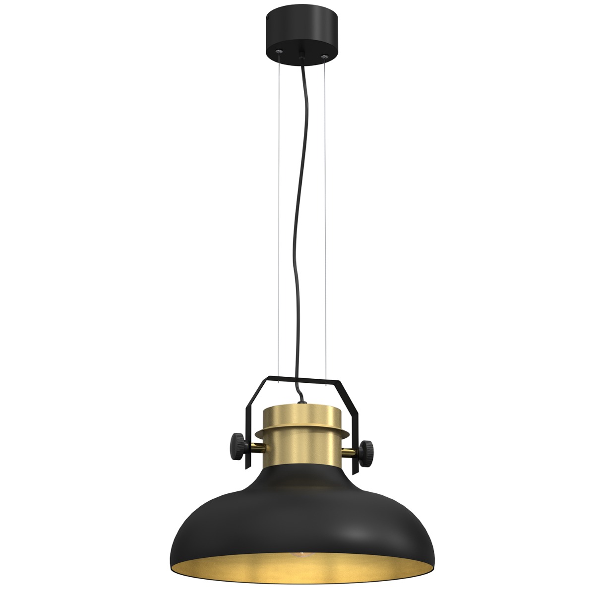 Industrielle Pendelleuchte Helsing In Schwarz Und Gold, 1xe27, 15w, Luminex