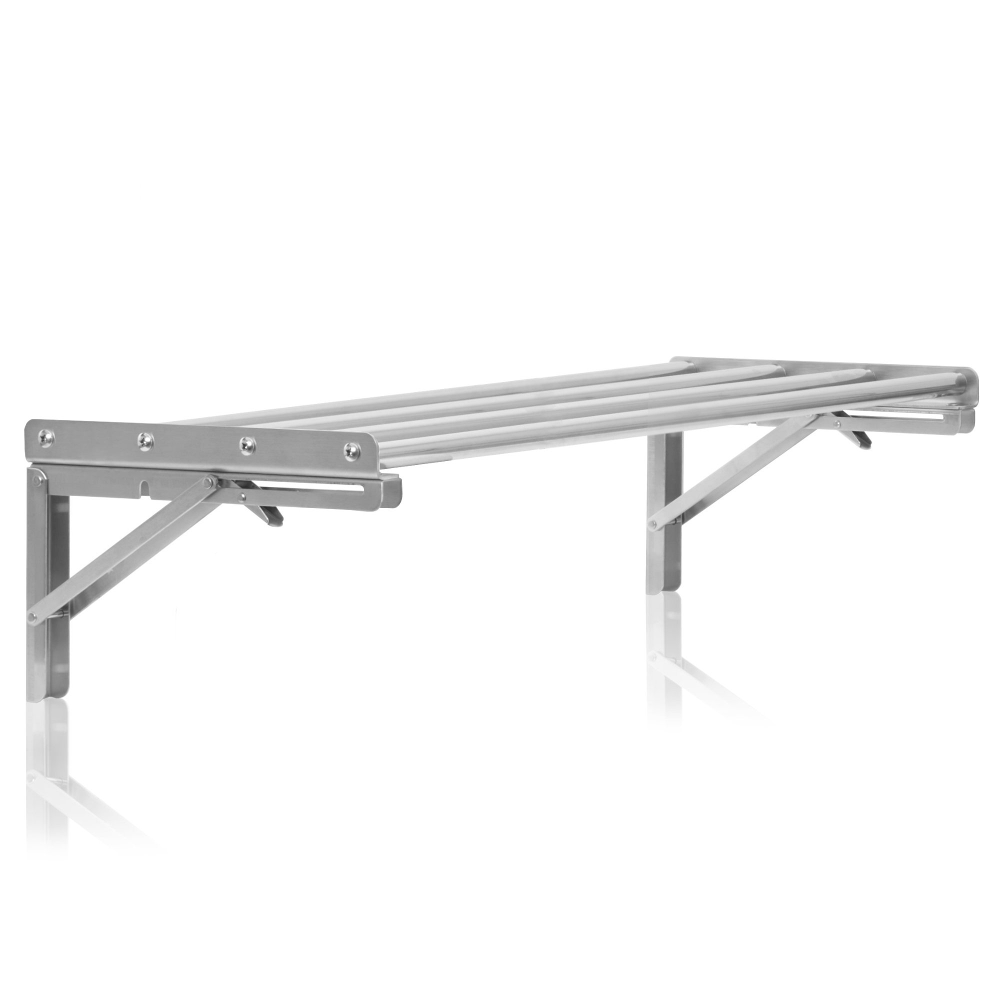 Mahlzeit Edelstahl Wandregal Stangendesign, 100 X 30 Cm, Küchenregal, Klappbar, Silber, Wandmontage