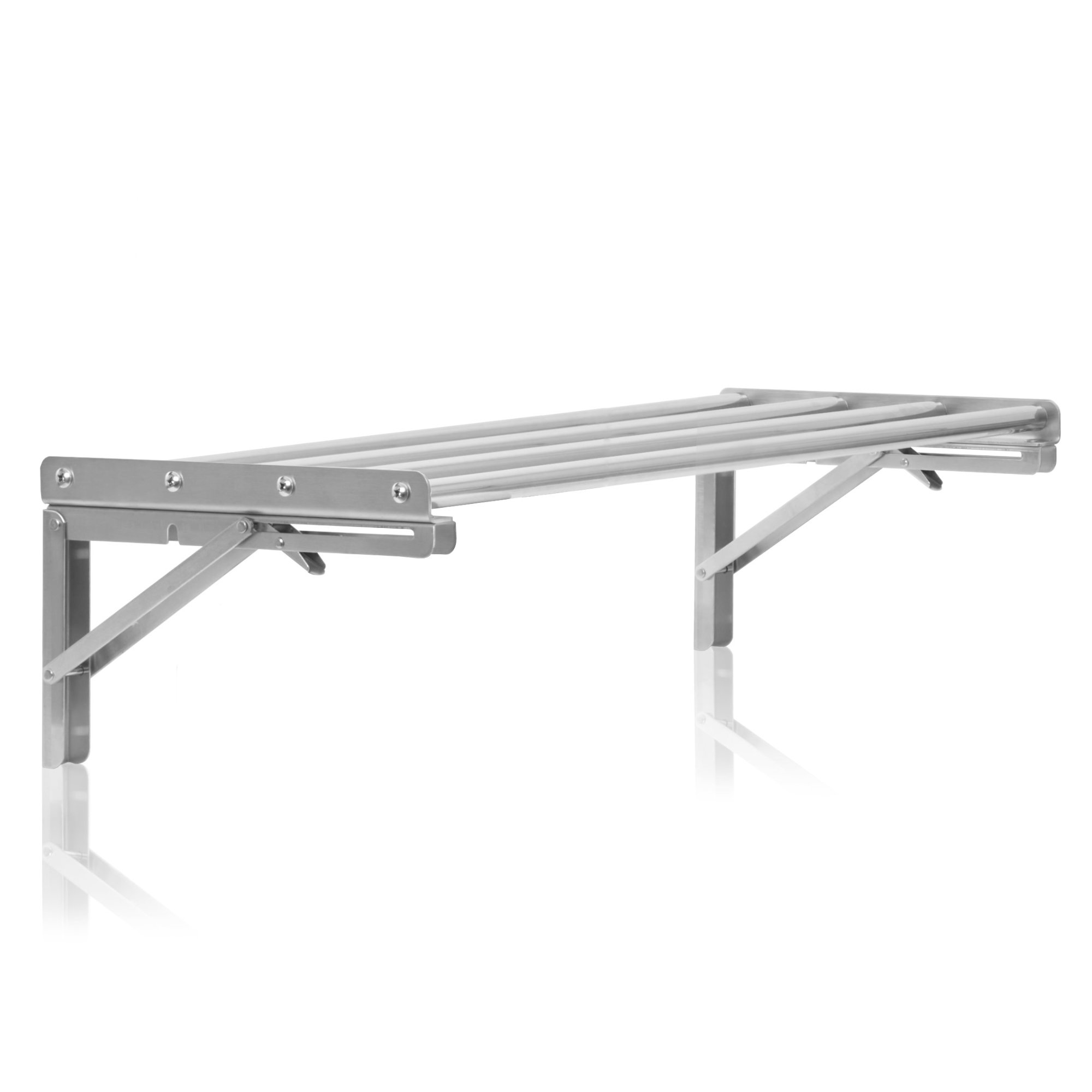 Mahlzeit Edelstahl Wandregal Stangendesign, 90 X 30 Cm, Küchenregal, Klappbar, Silber, Wandmontage