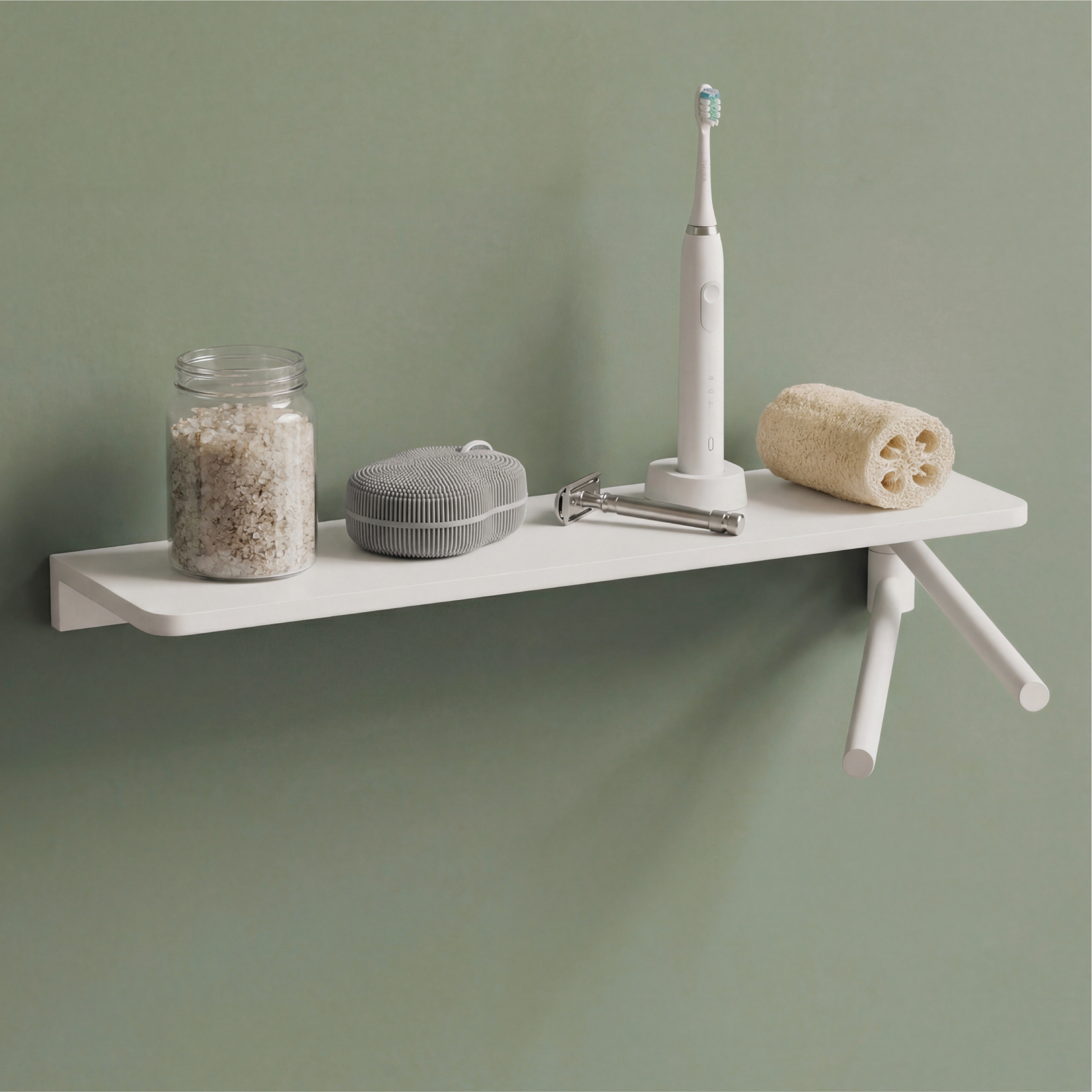 Mai & Mai Duschablage Zum Bohren, Duschregal Mit 2 Handtuchstangen Aus Aluminiumlegierung, Badezimmerablage Zur Wandmontage, Badezimmer Organizer Weiß Reglo-19