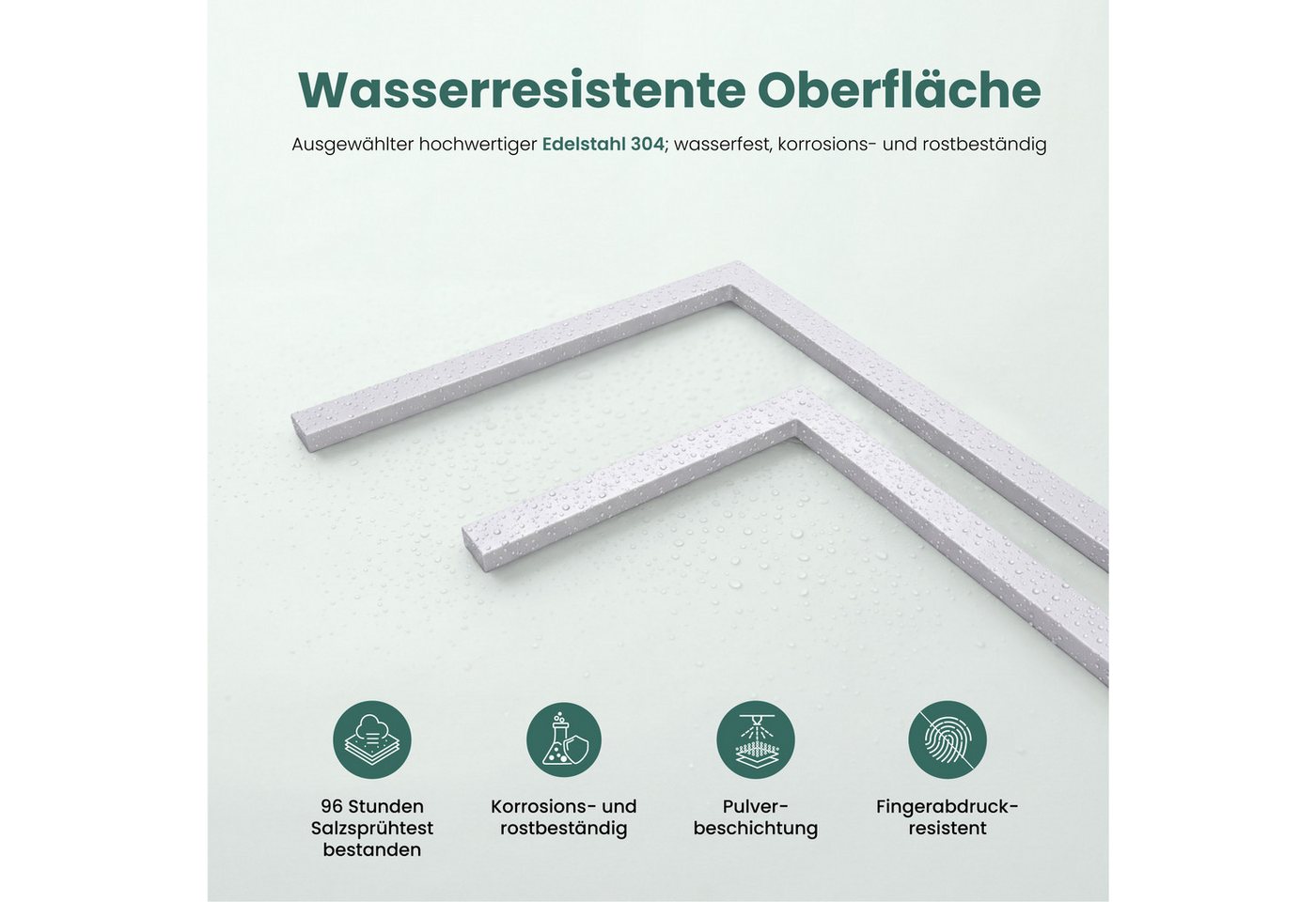 Mai & Mai Handtuchhalter Stehend Mit 2 Stangen, Handtuchständer Ohne Bohren Aus Edelstahl, Freistehender Badetuchhalter Matt Weiß 25x15x78cm Tavrin-02 Bild 2