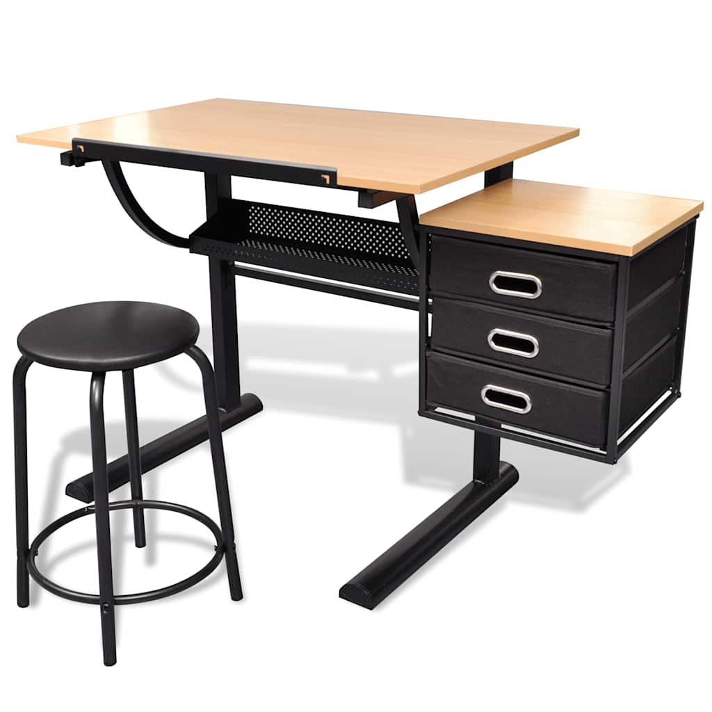 Maison Exclusive - Zeichentisch Mit Neigbarer Tischplatte 3 Schub