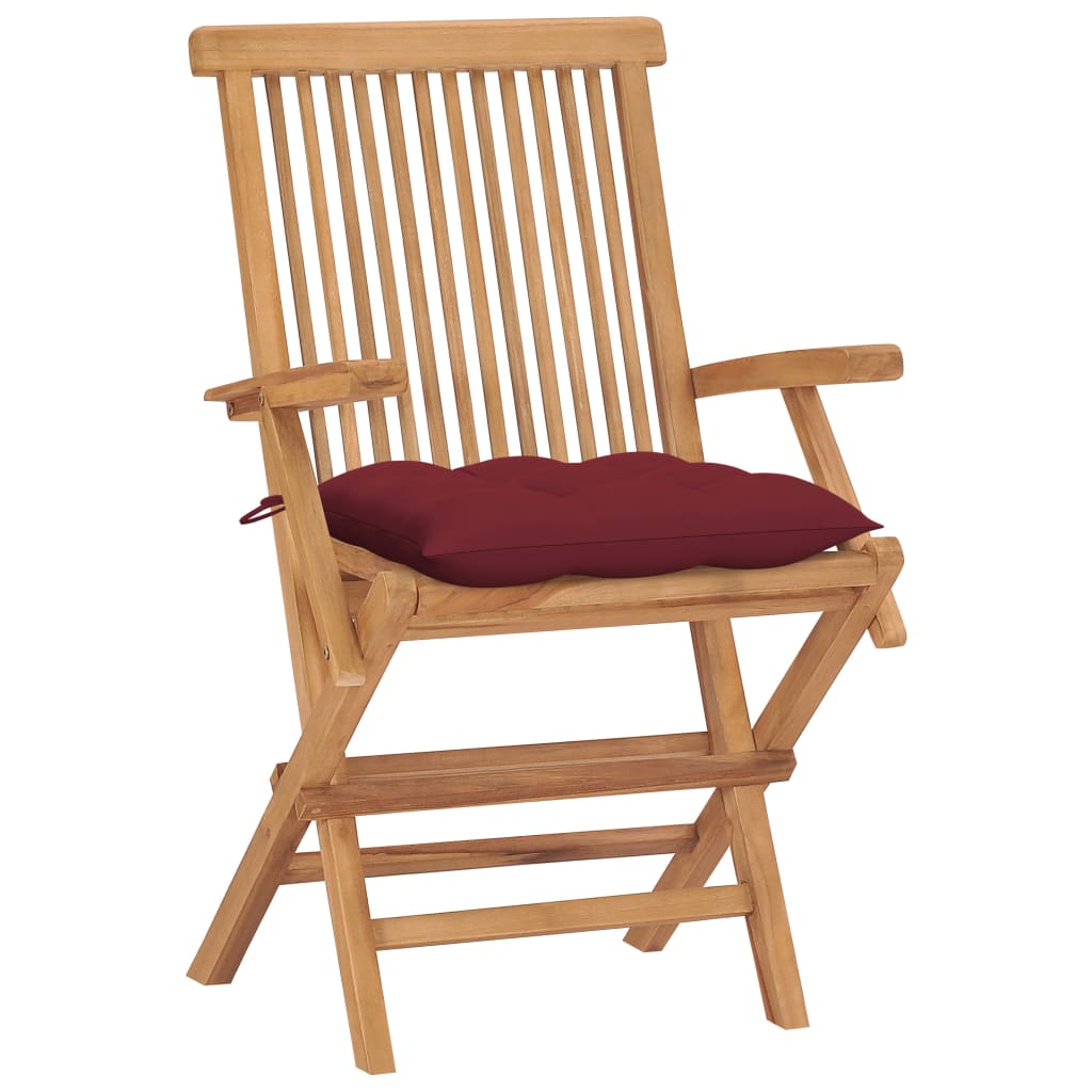 Maison Exclusive - Klappstühle Mit Weinroten Kissen, 4 Stück, Mas