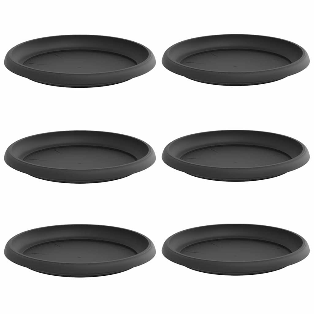 Maison Exclusive - Runde Blumenplatte 6 Stk. Schwarz Ø 21,5 X 2,5