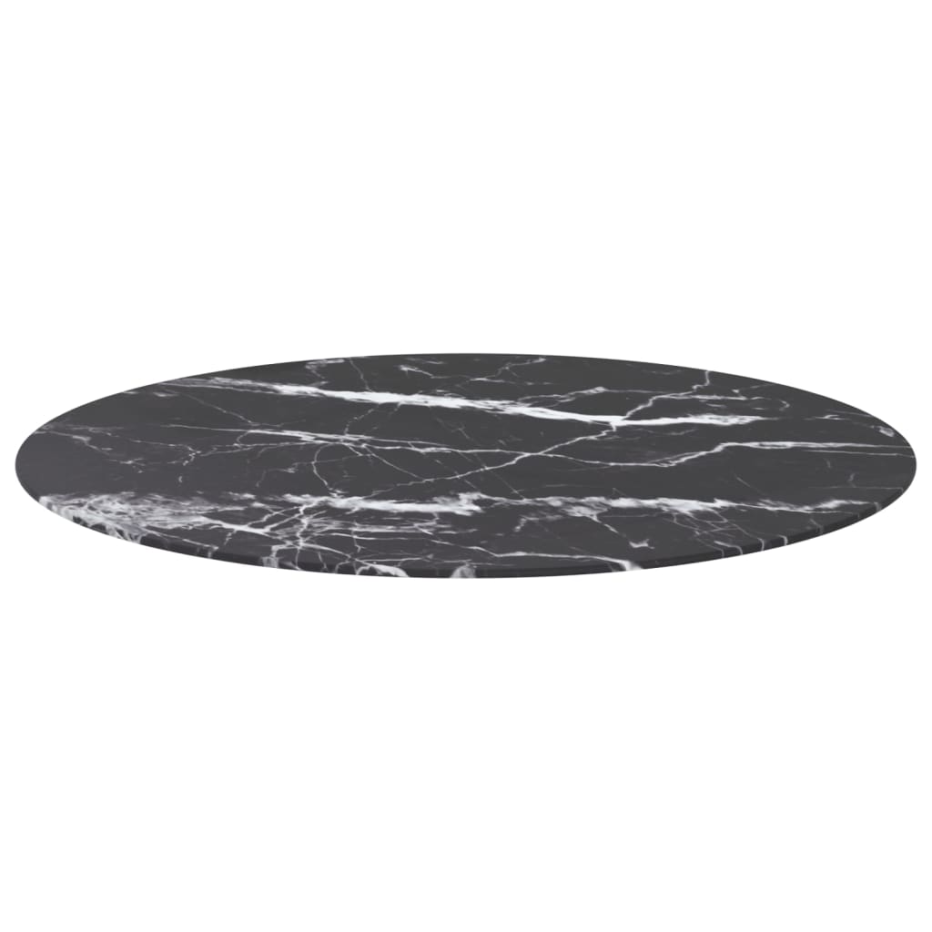 Maison Exclusive - Tischplatte Schwarz Ø90x1 Cm Hartglas In Marmo