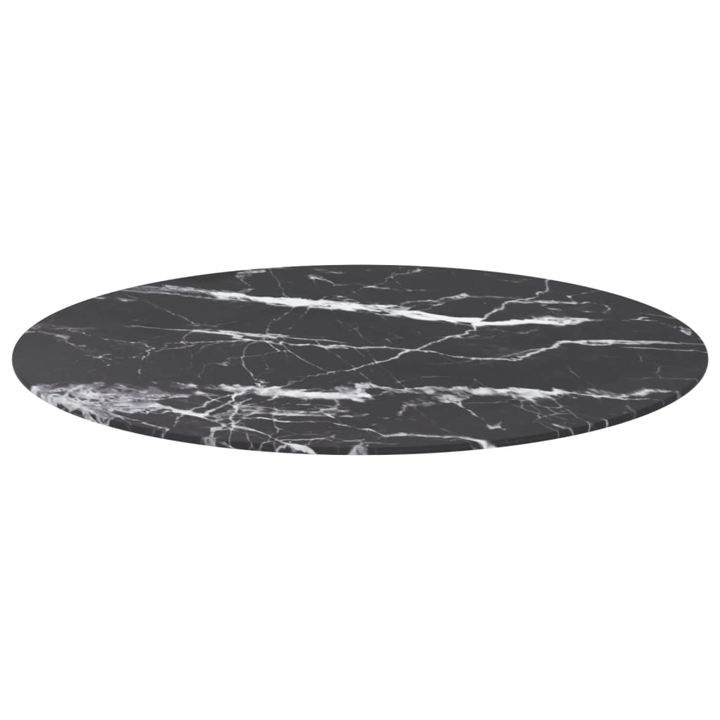 Maison Exclusive - Tischplatte Schwarz Ø80x1 Cm Hartglas In Marmo