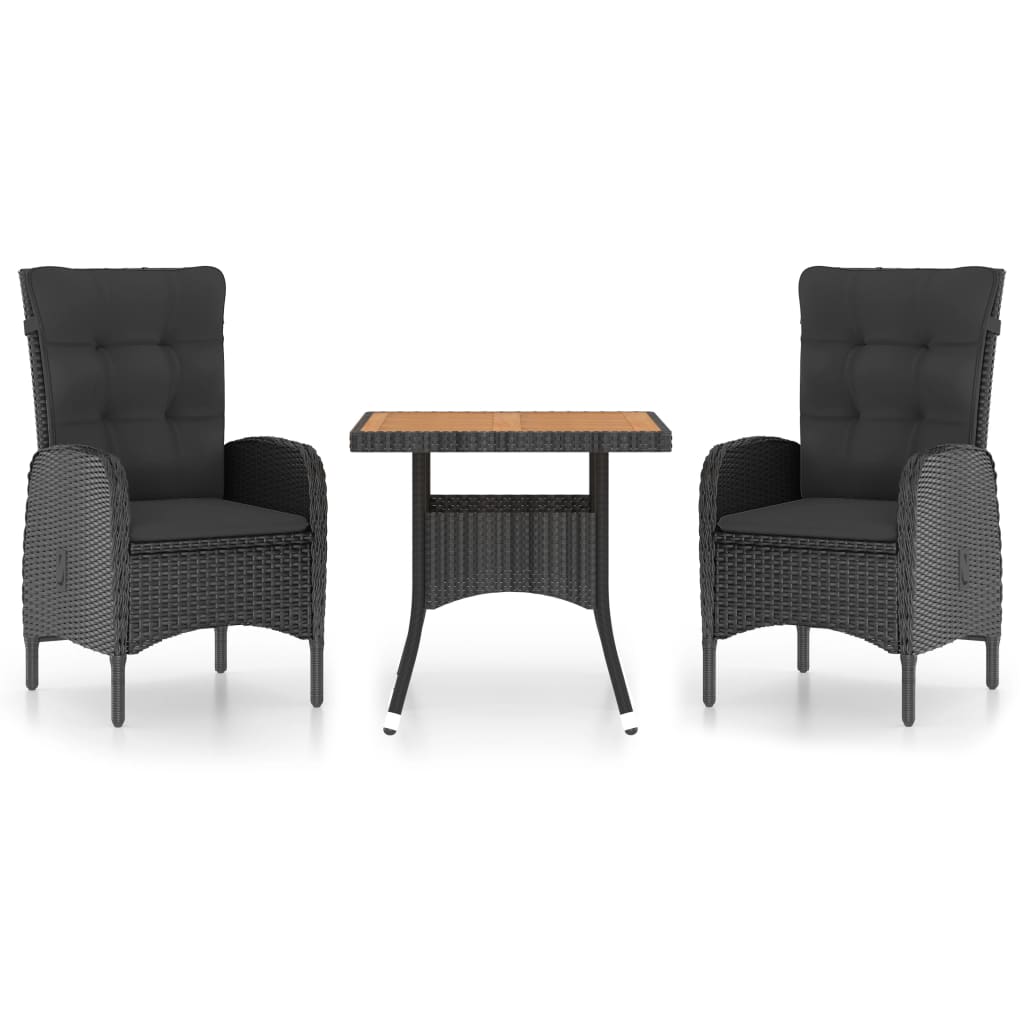 Maison Exclusive - 3-tlg. Garten-essgruppe Poly Rattan Und Akazie