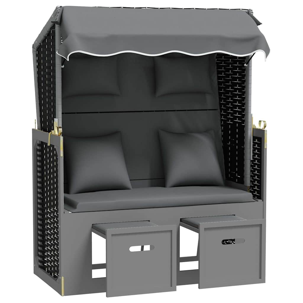 Maison Exclusive - Strandkorb Mit Kissen Poly Rattan Massivholz A