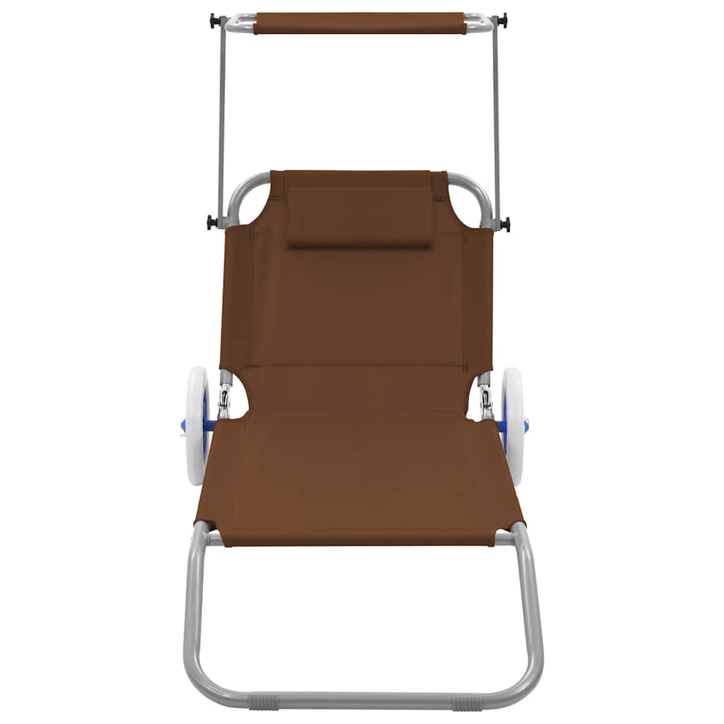 Maison Exclusive - Klappliege Mit Sonnenschutz Und Rädern Stahl T