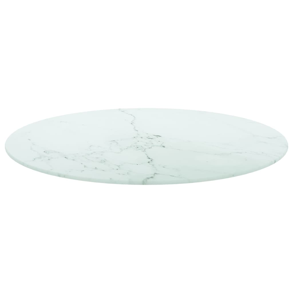 Maison Exclusive - Tischplatte Weiß Ø60x0,8 Cm Hartglas In Marmor