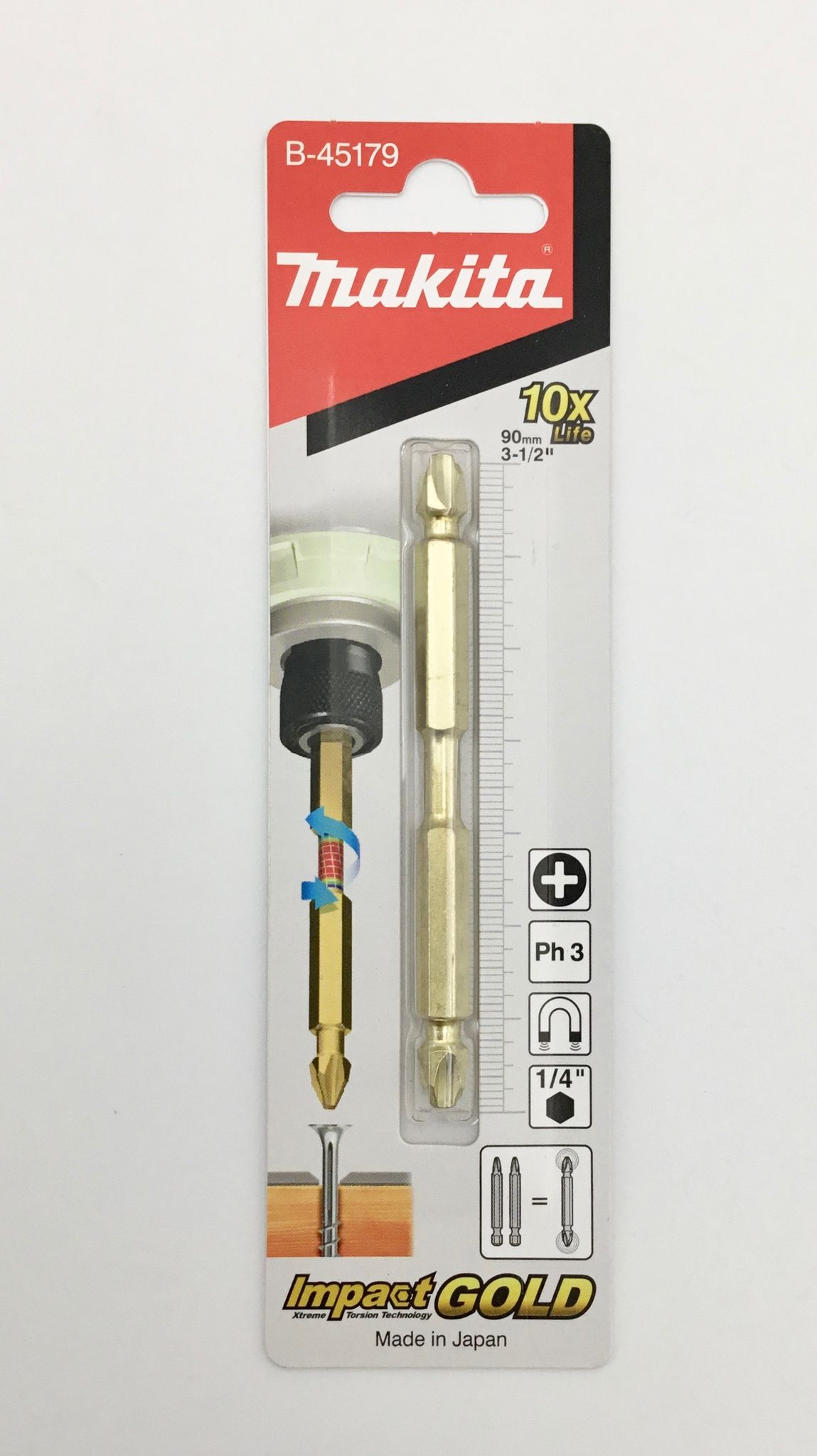 Makita Bit Doppelkreuzschlitzbit Impact Gold Torosion Ph3 - 90 Mm, 1 Stück B-45179