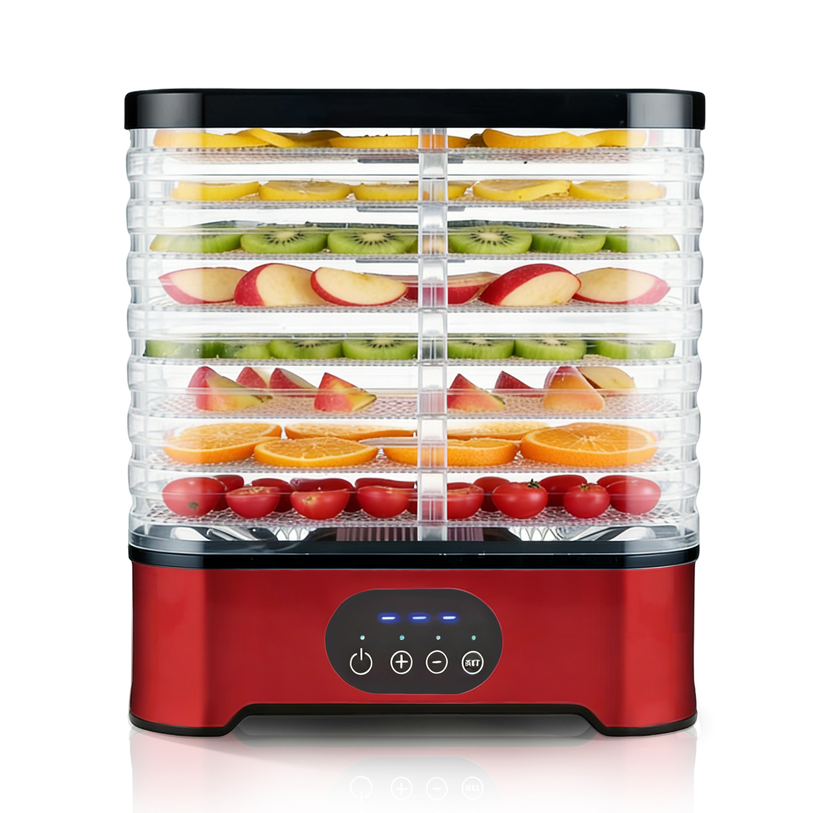 Dörrgerät Für Getrocknetes Fleisch Und Obst, 8 Bpa-freie Einschübe, 72-stunden-timer Und Temperaturregelung Bis 21 °c (70 °f), 200 W. Ideal Für Kräuter, Gemüse Und Fleisch.