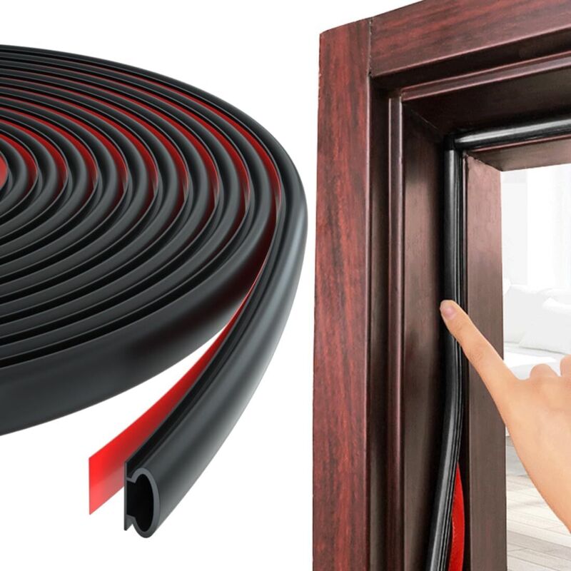 Türdichtungen, Selbstklebende Gummitürdichtungen Für Türen Und Fenster, Schallschutz (schwarz, 6 Meter)