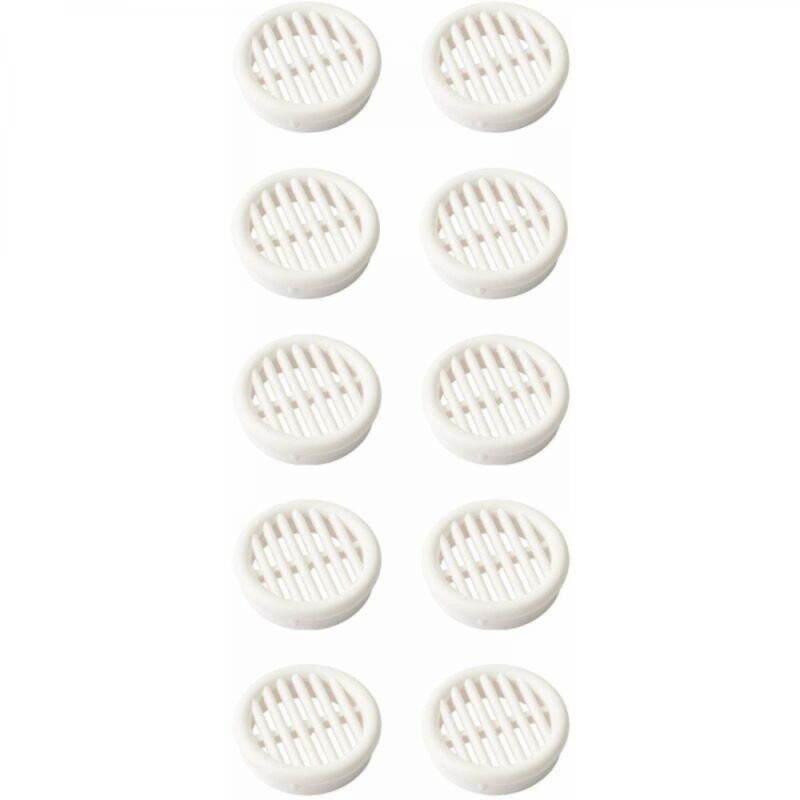 10x Runde Kunststoff-lüftungsgitter Einbaudurchmesser 39.5mm Höhe 11,mm Belüftung Abdeckung Schutz Decke Wand, Weiß