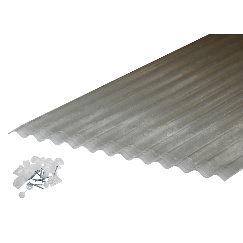 5 Polyester Wellplatten Po 76/18 + 5 Befestigungs-sets - Lichtdurchlässig, 90x200 Cm