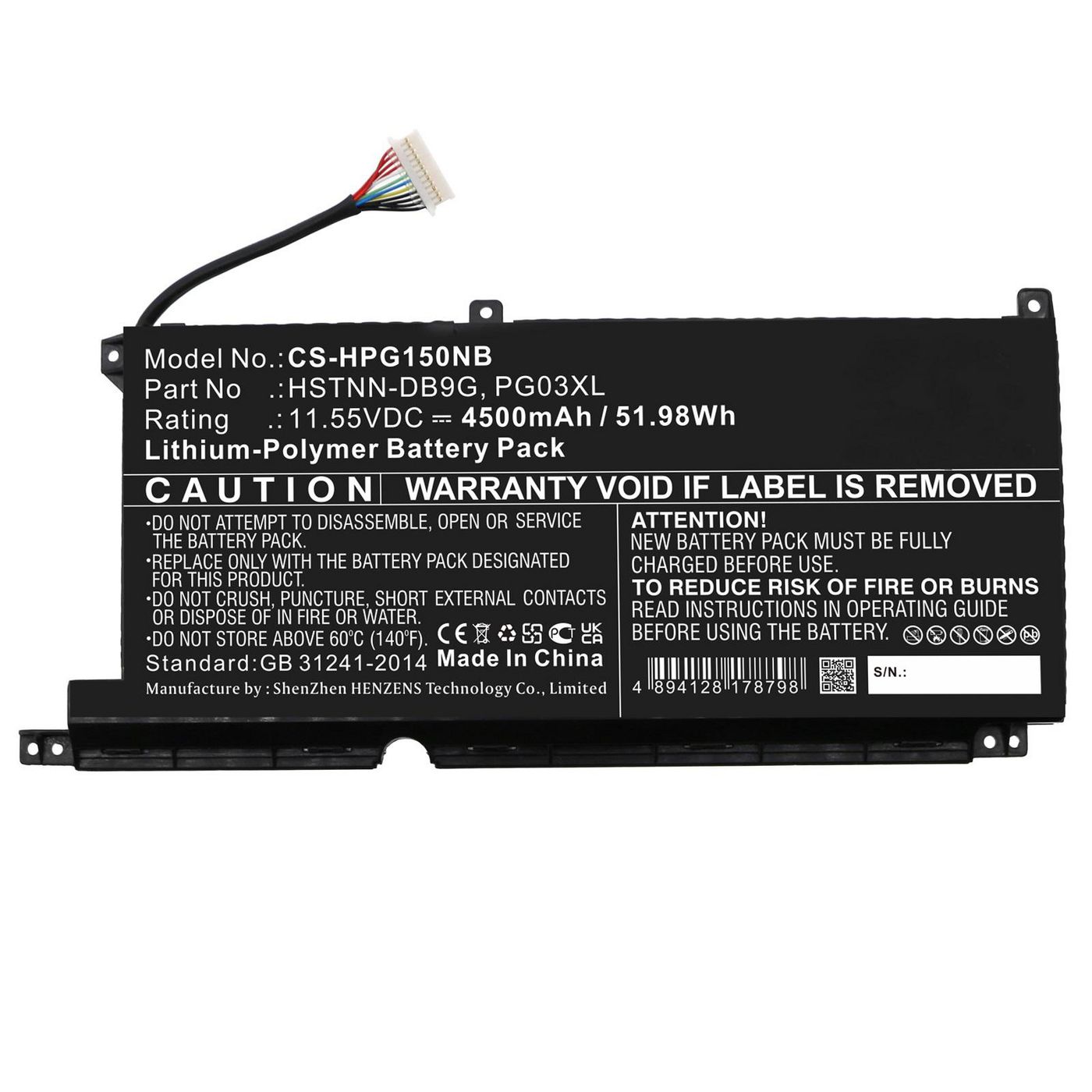 Coreparts 51,98 Wh Li-polymer 11,55 V 4500 Mah Schwarzer Akku Für Hp Laptop, Mbxhp-ba0305
