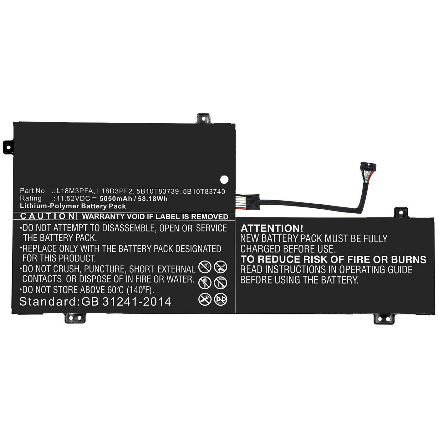 Lenovo Yoga Laptop-akku, Li-polymer 58,18 Wh 11,52 V 5050 Mah, Schwarz, Mbxle-ba0242