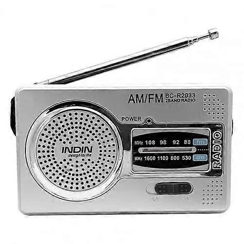 Bc-r2033 Am/fm-radio Mit Teleskopantenne, Tragbarer Vollband-radioempfänger, Retro-fm-weltradio Für Senioren – Silbergrau
