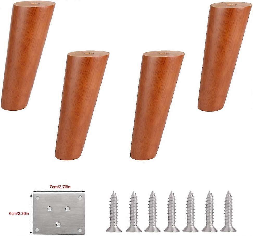 Möbelbeine Aus Holz, 4er-set, Runde Sofafüße Aus Massivem Gummibaumholz, Schräge Kegel-ersatzbeine Für Küchentische, Bett- Und Kleiderschrankfüße – 18 Cm (7,1 Zoll)