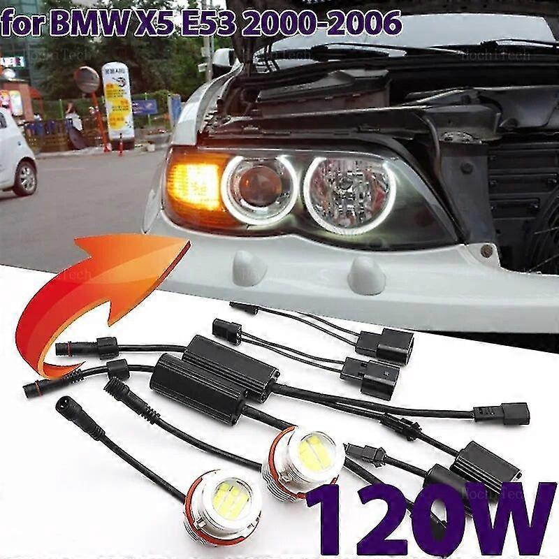 Led-angel-eye-halo-ringlicht, 6000 K, Für Bmw X5 E53 30i 44i 46is 48is M54 M62 N62 (2000–2006), Zubehör – 2 Stück, Weiß