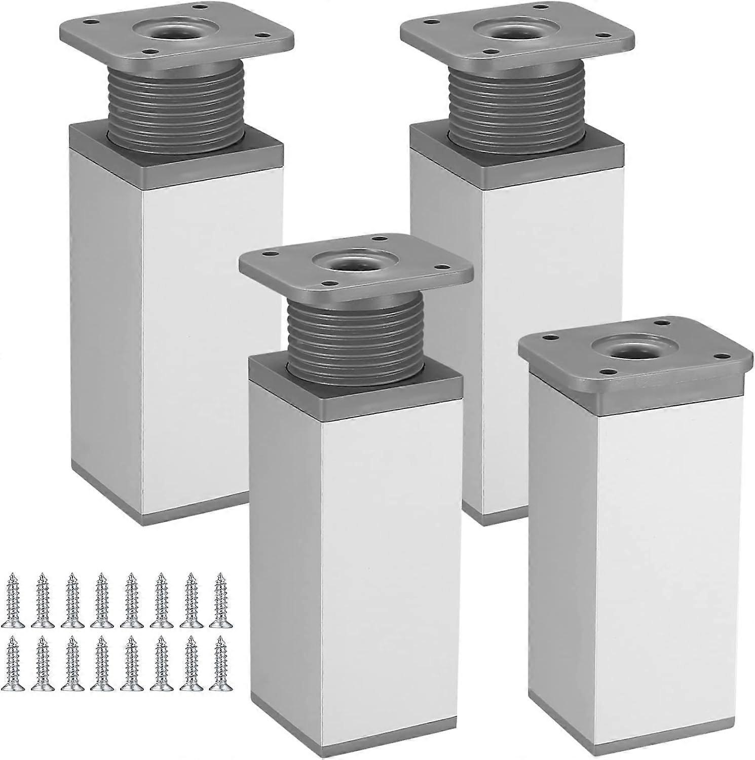 Verstellbare Schrankbeine, 4 Stück, Höhenverstellbar (0–20 Mm), Tischbeine Aus Aluminiumlegierung, Verstellbare Füße Für Küchen- Und Sofamöbel (passend Für 4 X 4 X 10 Cm Tischplatten), Silberfarben