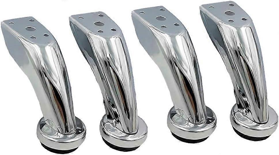 Verstellbare Schrankfüße Aus Metall, 100 Mm, Diy-möbelfüße Für Sofa, Schrank Und Bett, Ersatzbeine, Verchromte, Gebogene Tv-schrankfüße (set, 100 Mm Hoch, Silberfarben)