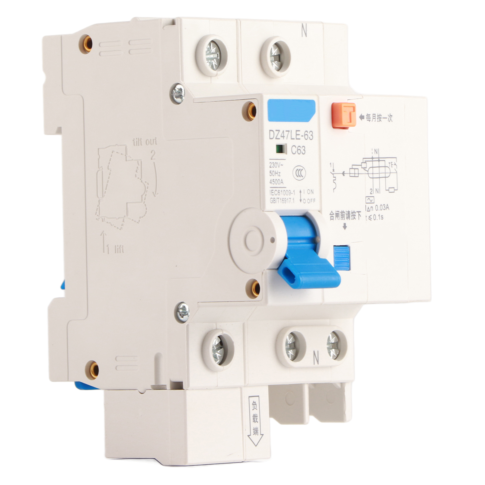 1p 63a 30ma 230v Fehlerstromschutzschalter - Elektrischer Sicherheitsschalter