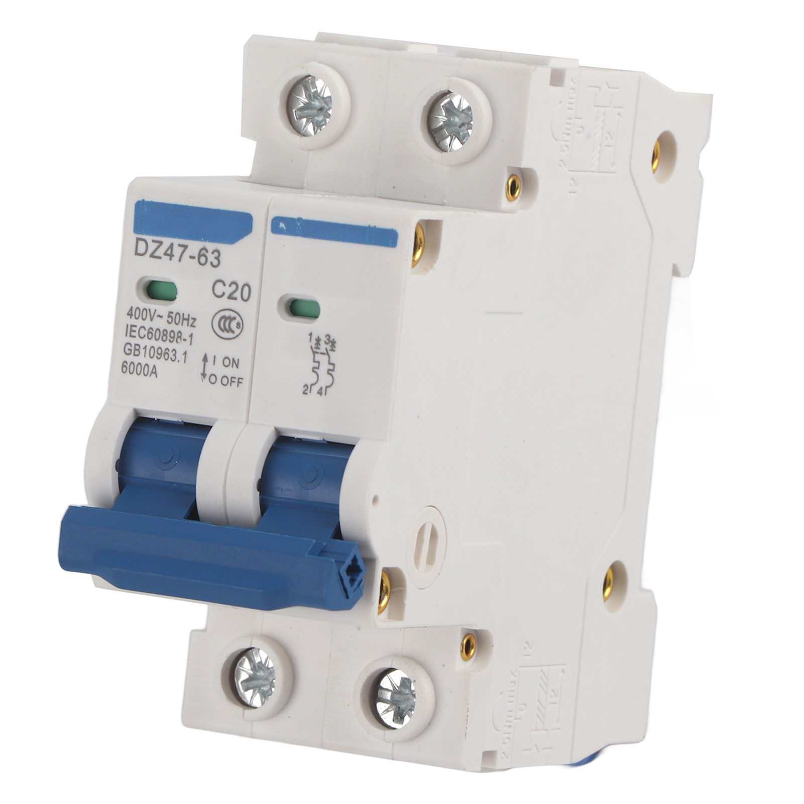 2-poliger Leitungsschutzschalter Dz47-63 20a 400v - Miniatur-stromschalter