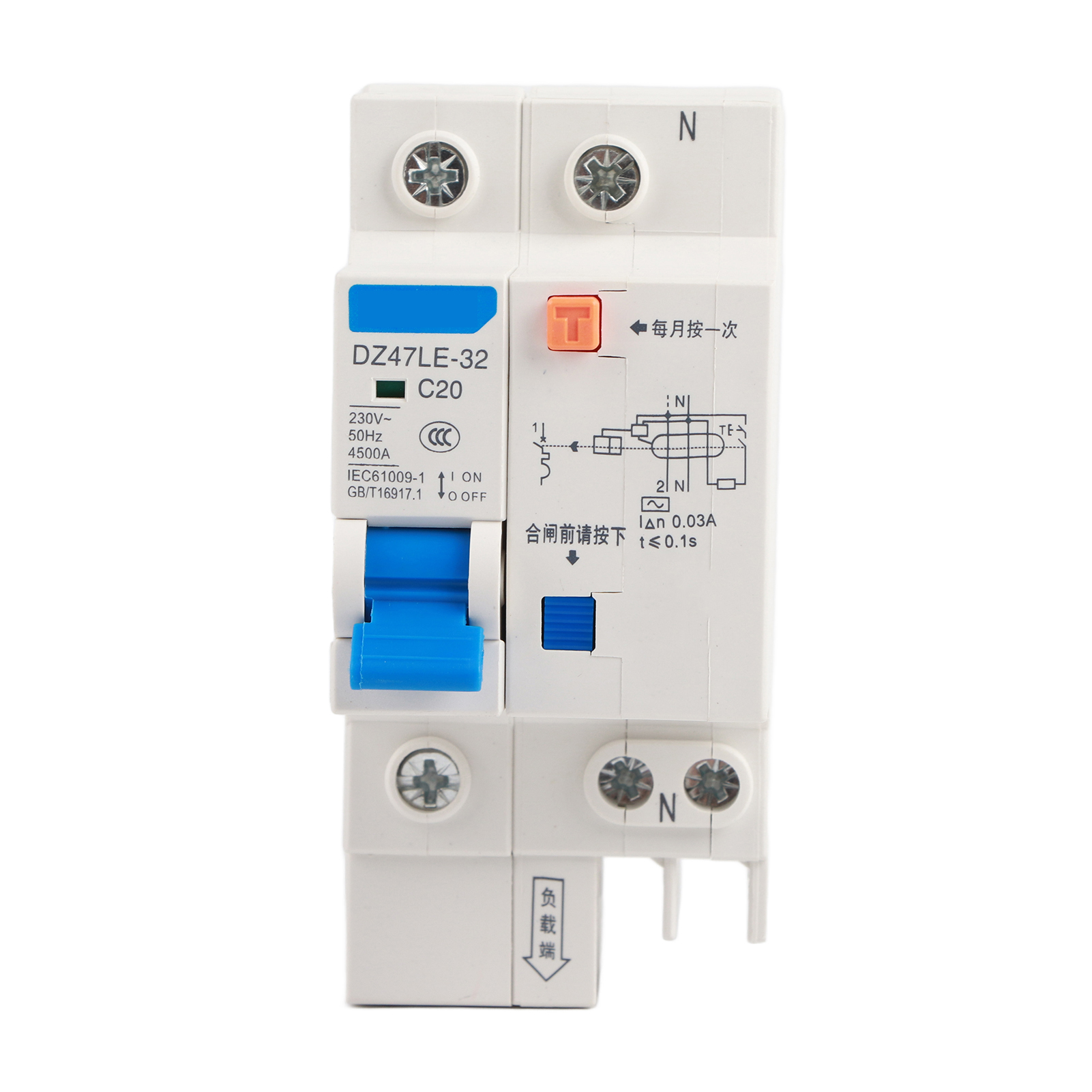 Fehlerstromschutzschalter 1p+n 20a 230v Dz47le Zum Schutz Vor Isolationsfehlern Und Ableitströmen.