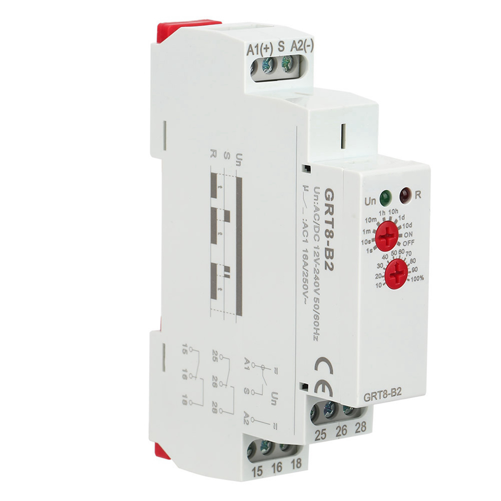 Mini-zeitverzögerungsrelais Grt8-b2 Für Din-schiene, 12–240 V Ac/dc, Einzelfunktions-timer