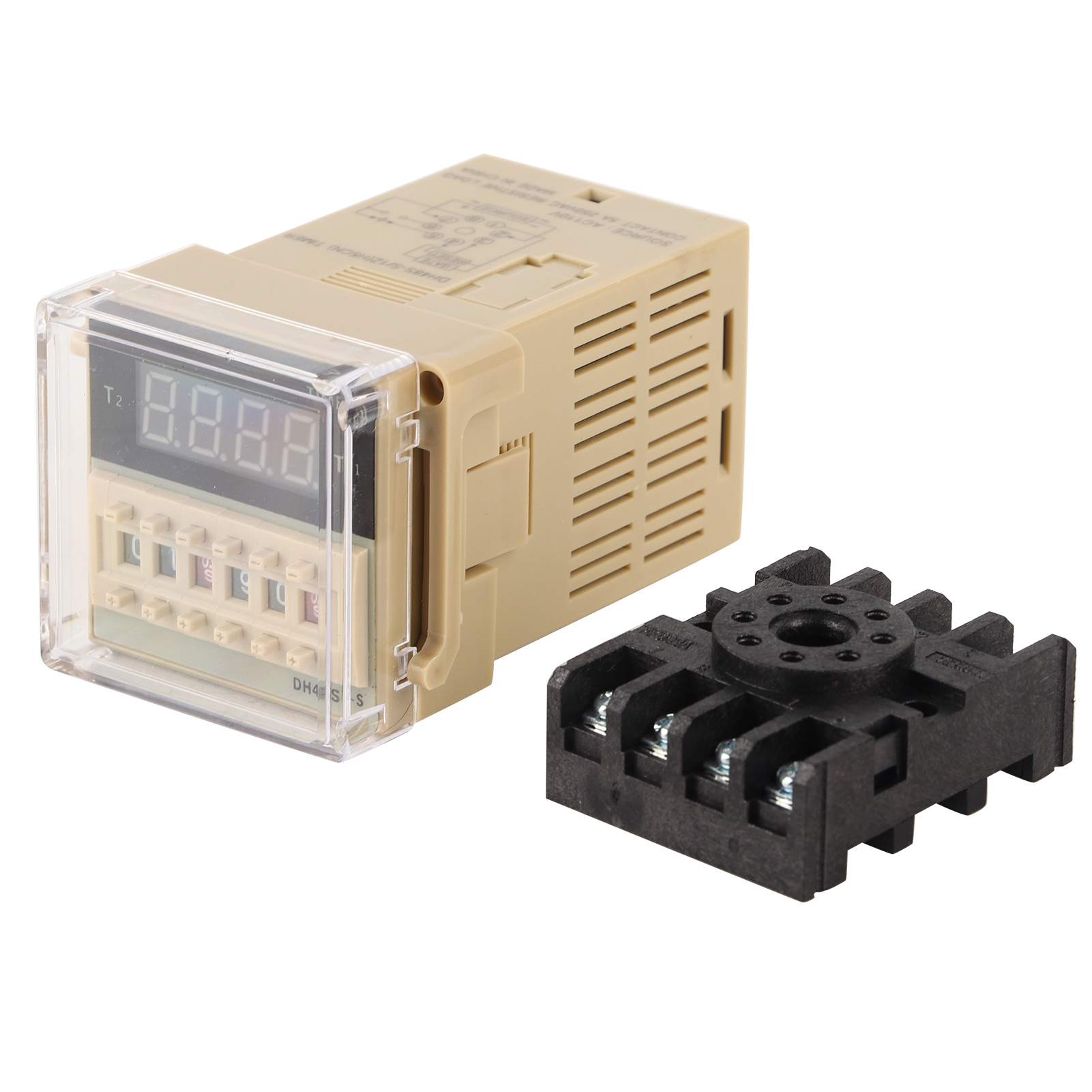 Dh48s Digitales Zeitrelais, 110 V Ac, Led-anzeige Und Din-schienenmontage, Einstellbar Von 0,1 S Bis 99 H