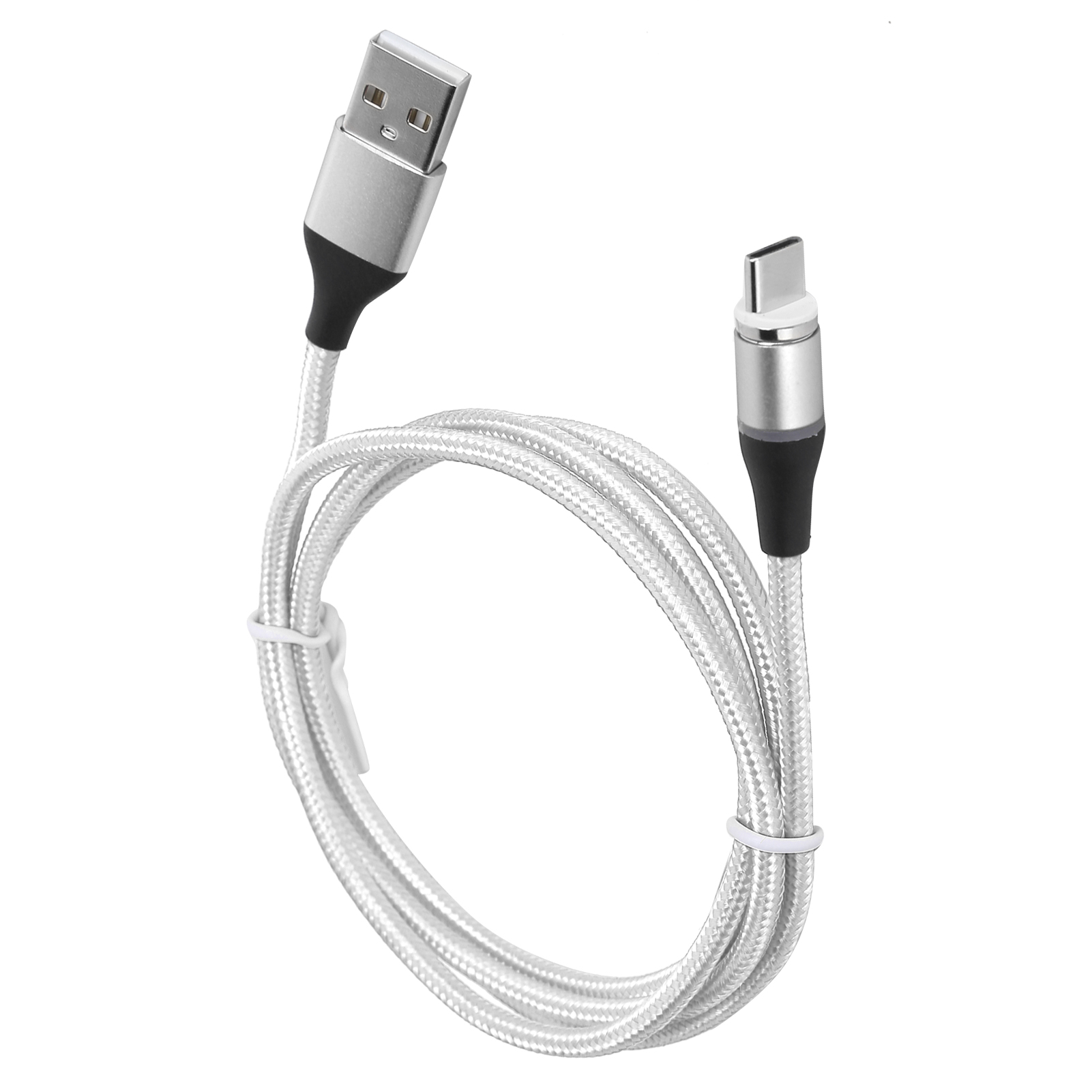 5a Schnellladekabel (3-in-1) Mit Geflochtenem Nylon-magnetanschluss Für Iphone Und Android (usb-c/micro-usb) – Weiß