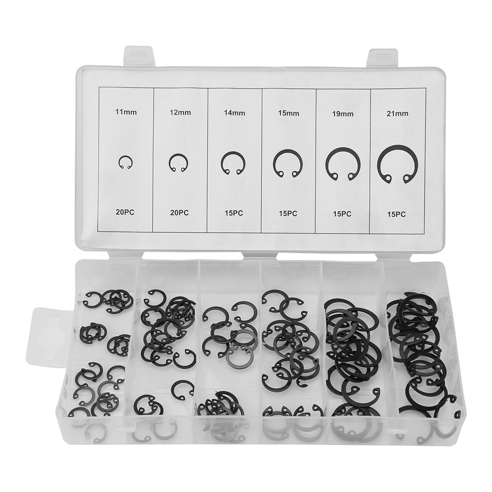 100 Verschiedene Federringe, 6 Größen Von 11 Bis 21 Mm, Mit Aufbewahrungsbox