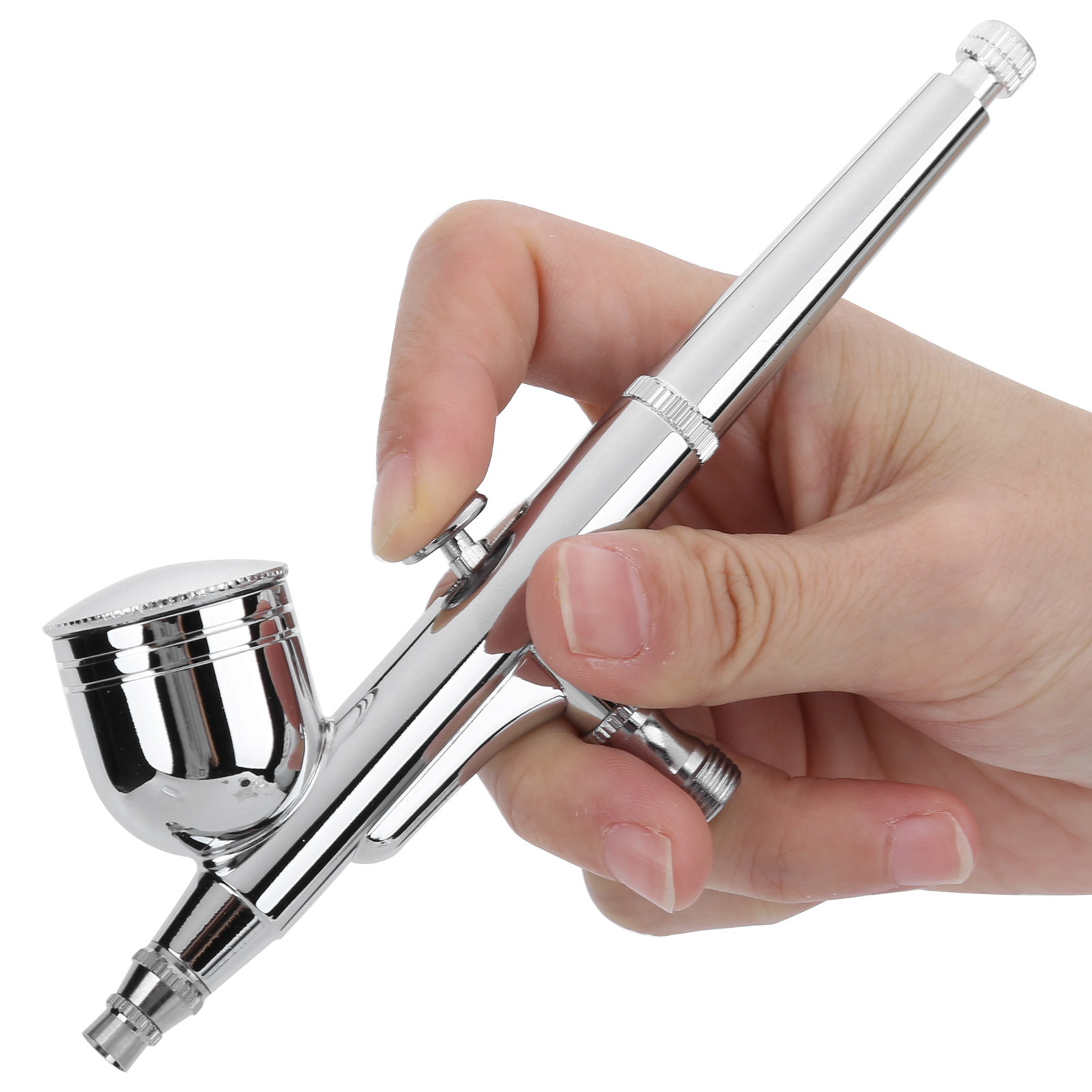 Professionelle Airbrush-pistole Für Permanent Make-up, Konditorei Und Maniküre – Silber-finish