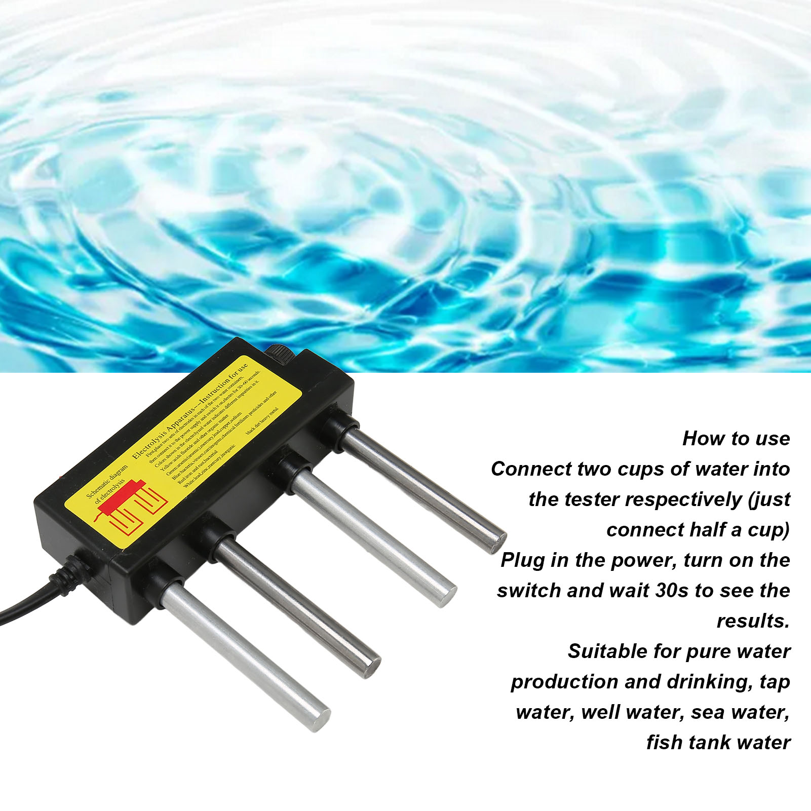 Brunnenelektrolyseur Mit Leckageschutz, Installationsfertig, Für Trinkwasser, 100–240 V, Inklusive Eu-adapter