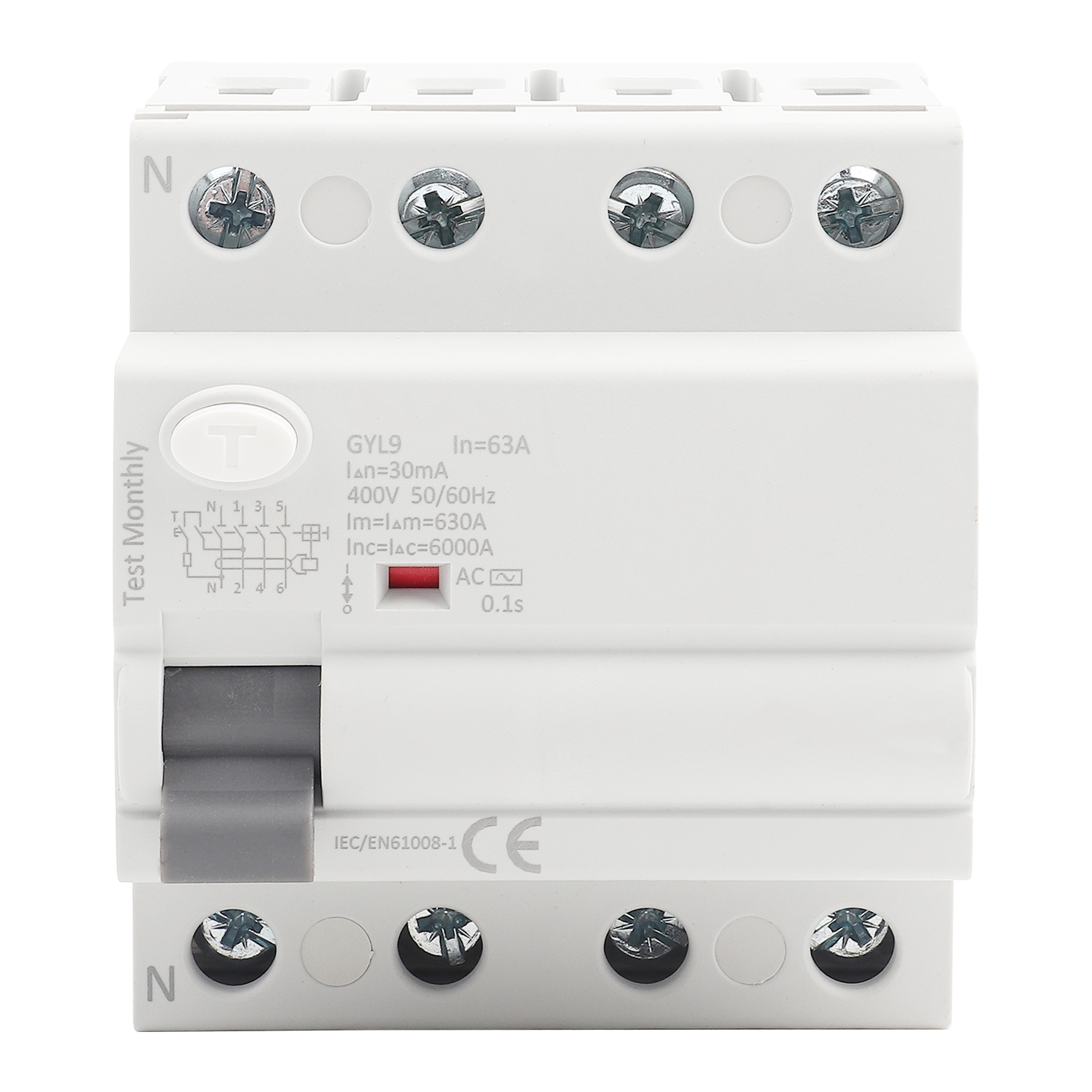 63a 4p 400vac Fehlerstromschutzschalter Gyl9 - Elektrische Sicherheit Und Schutzschaltungen