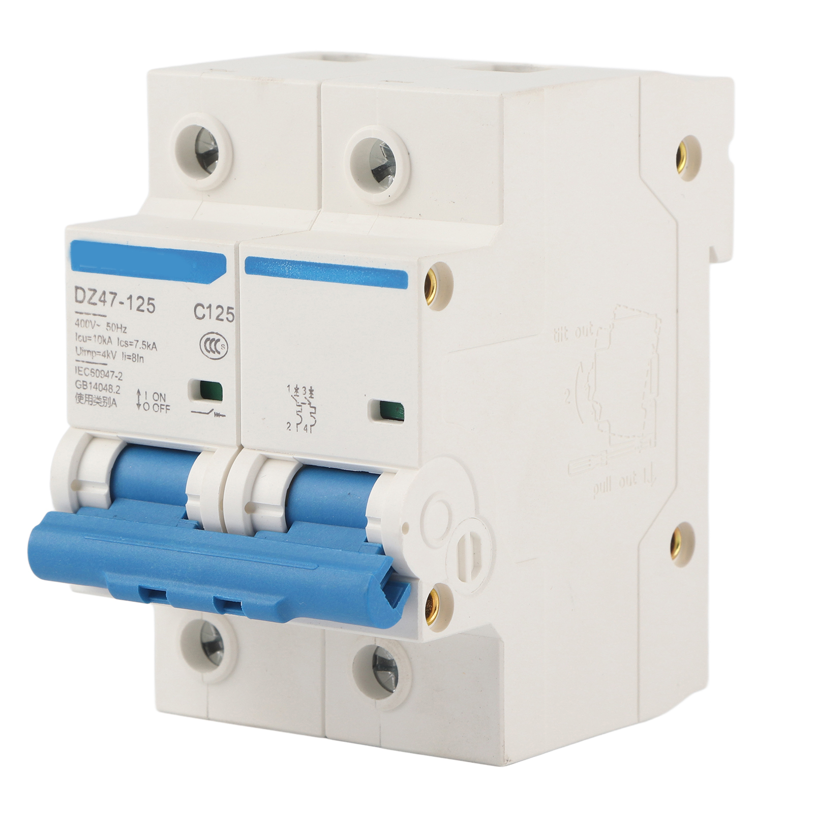 400v 80a/100a/125a 2p Fehlerstromschutzschalter - Dz47-125 Hohe Sicherheit Für Miniaturstromkreise