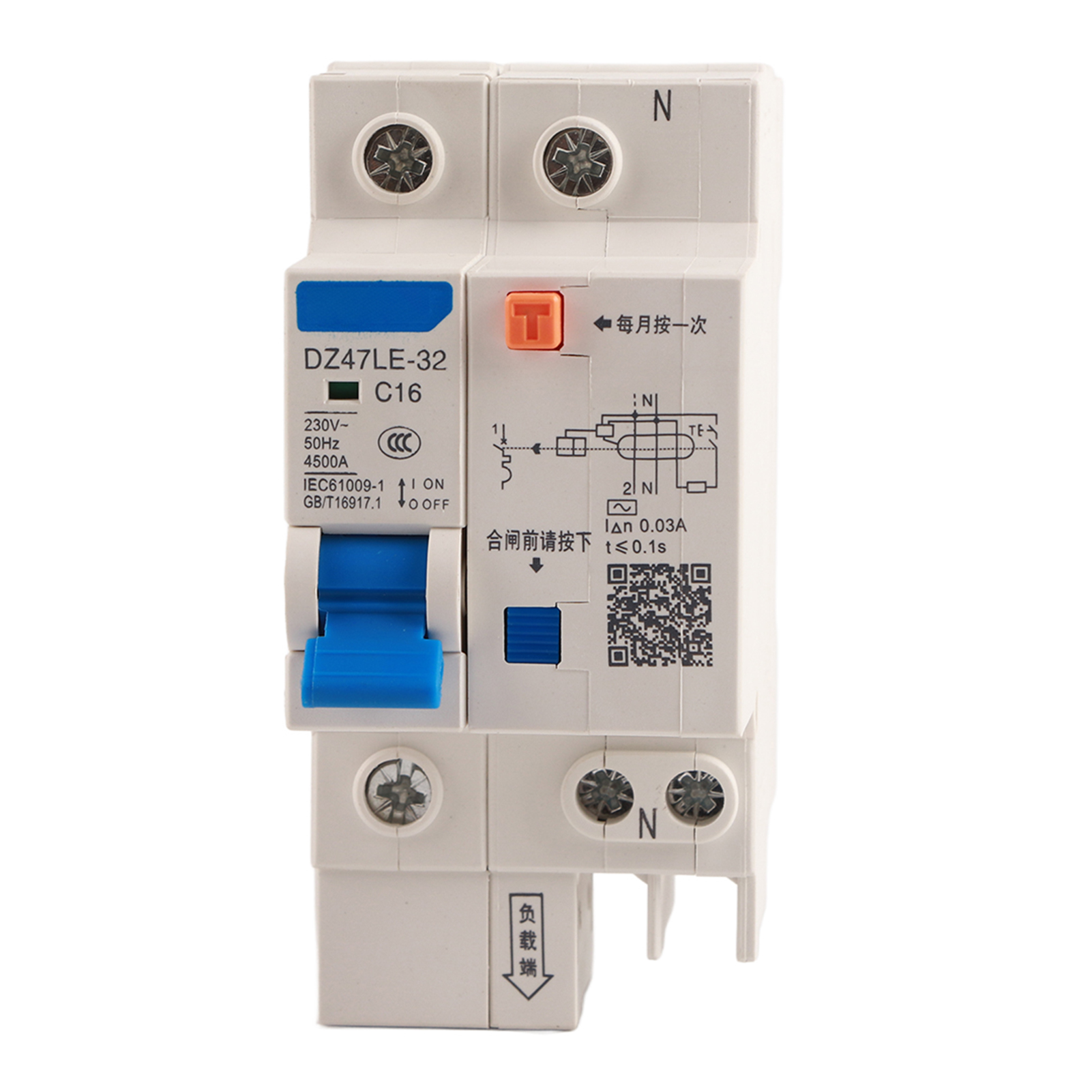 16a 1p+n 230v Fehlerstromschutzschalter Für Elektrische Sicherheit Und Stromkreisschutz