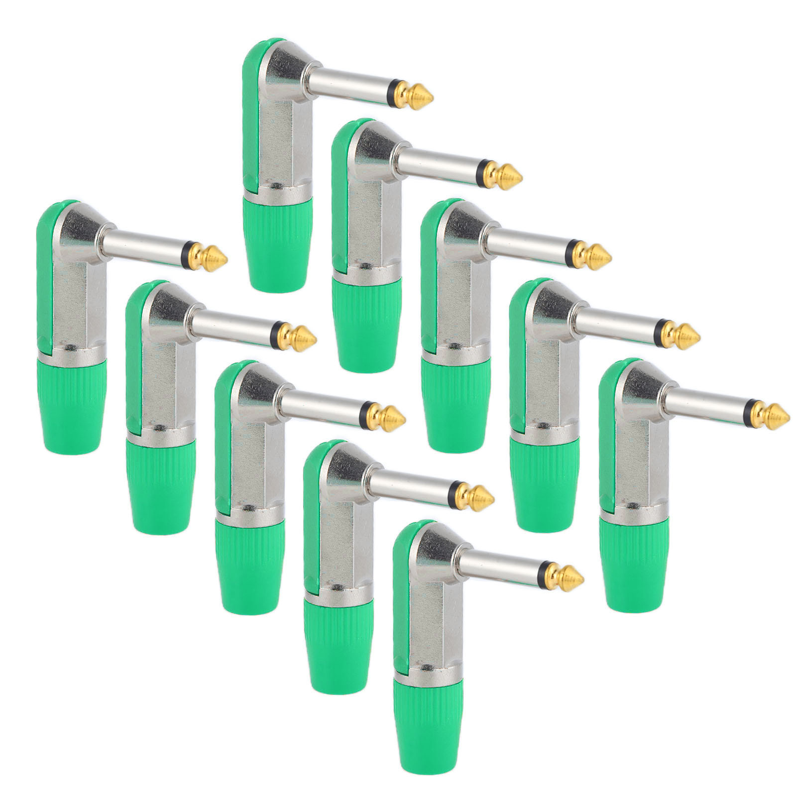 10 Stück Xlr 6,35 Mm Abgewinkelte, Professionelle, Korrosionsbeständige Audio-stecker Für Kopfhörer – Grün