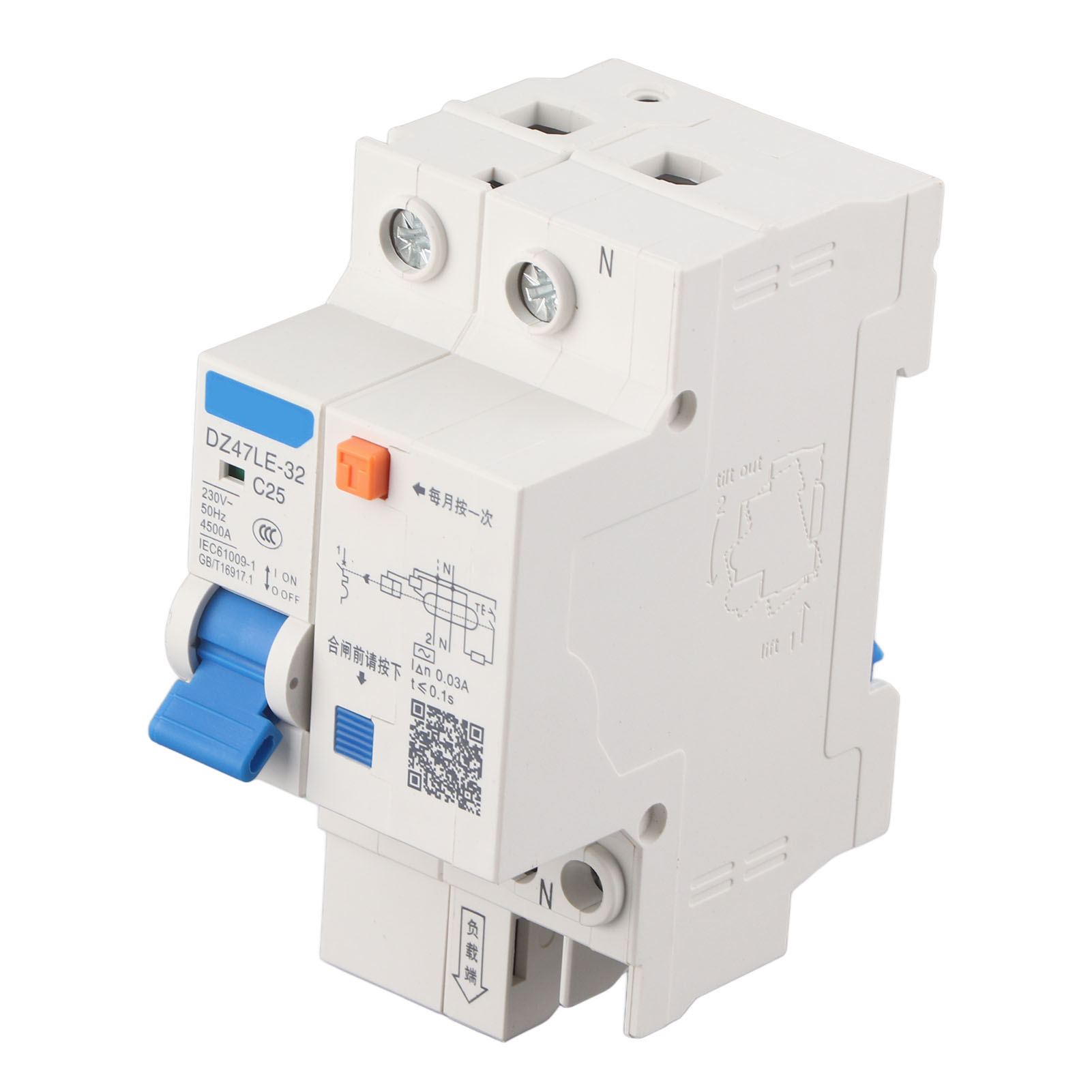 25a 1p+n 230v Fehlerstromschutzschalter Dz47le-32 Für Den Elektrischen Schutz In Wohnhäusern