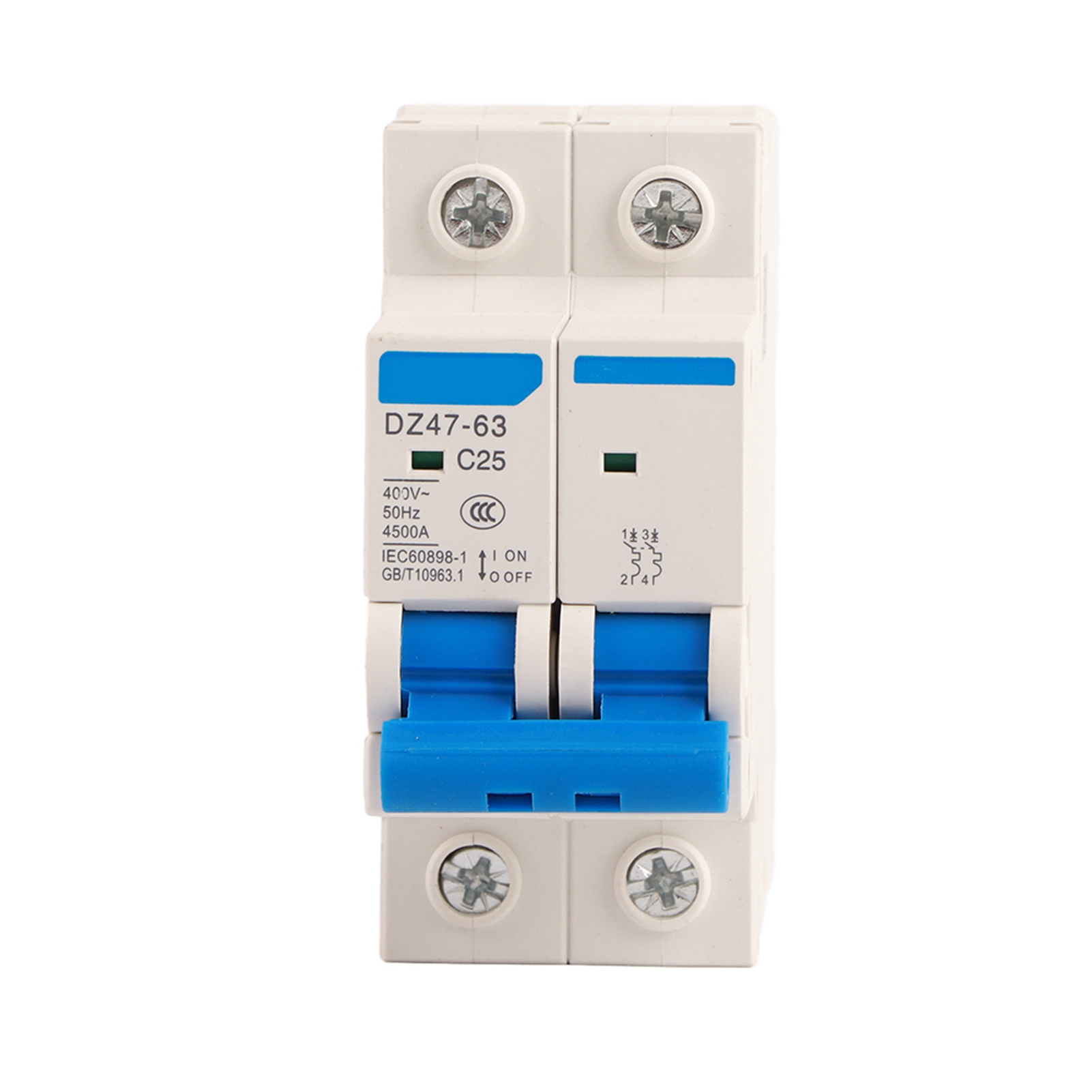 2p 25a 400vac Fehlerstromschutzschalter Dz47-63 Für Elektrische Sicherheit