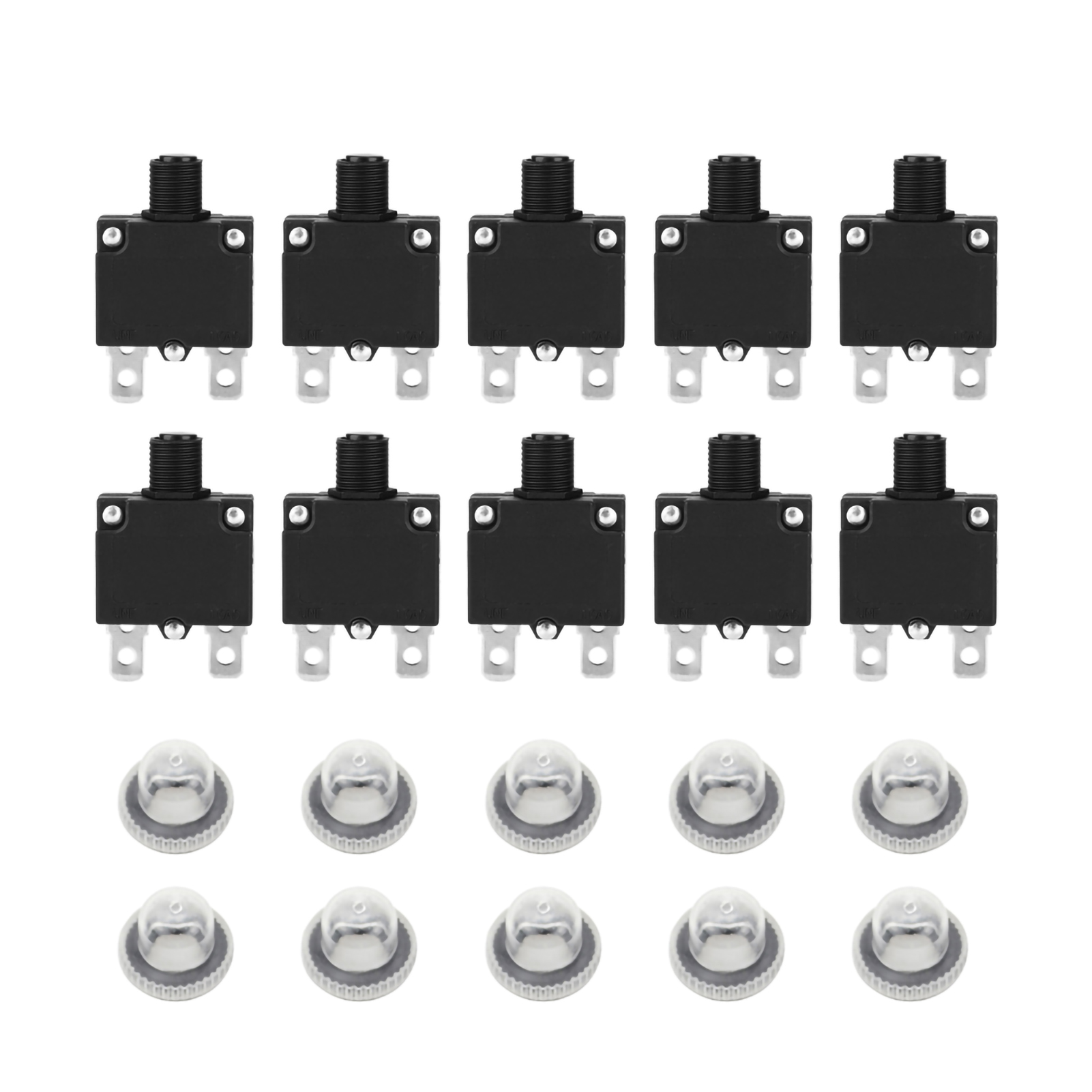10-teiliges Wasserdichtes Leitungsschutzschalter-set, 125/250 V Ac, 32 V Dc, 3 A, Überlastschutz