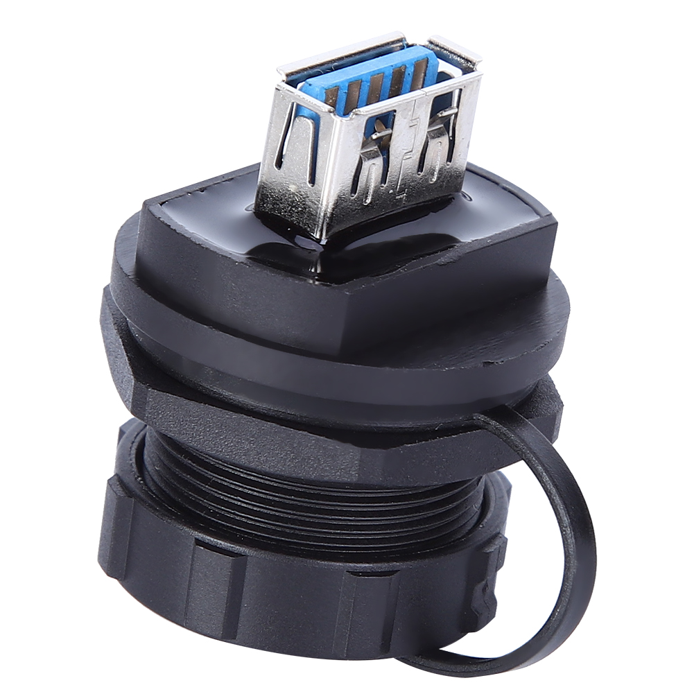 Wasserdichter Dual-usb-3.0-anschluss (weiblich) Mit Schutzkappe, Vergoldeten Kupferkontakten Und Pa66-gehäuse