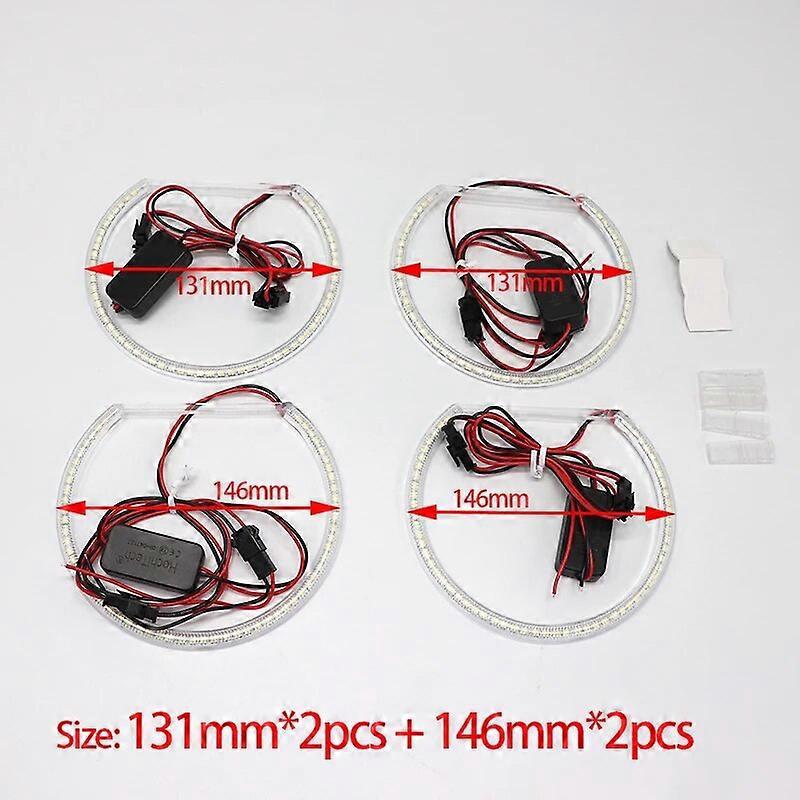 Led-lichtringe Mit Tagfahrlicht (smd Led Angel Eyes) Für Bmw 3er, 5er Und 7er E39, E46, E38, E36 (scheinwerfer-nachrüstung, 131 Mm Und 146 Mm) – Weiß (2x 131 Mm Und 2x 146 Mm)