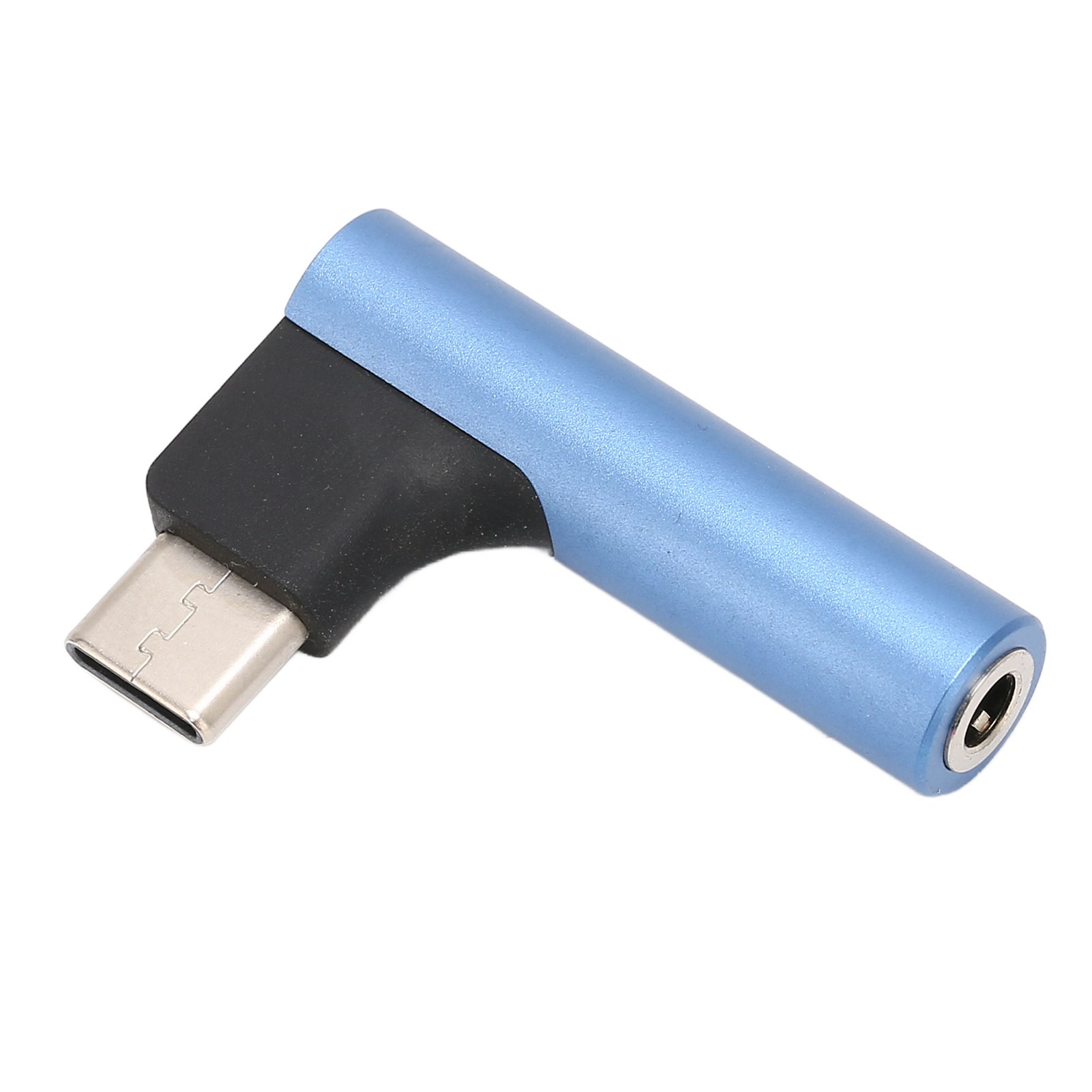Usb-c-auf-3,5-mm-klinkenadapter Mit Digital-audio-konverter, Rechtwinkligem Stecker Und Mikrofon Für Kopfhörer – Blau