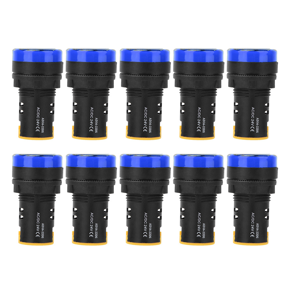 10 Stück Ad16-22d 24v Blaue Led-anzeigeleuchten, Energieeffiziente Kontrollleuchten, 22 Mm Durchmesser Für Schaltschränke